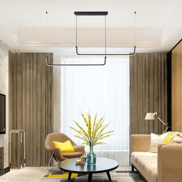 LED DESIGNER HANGING PENDANT LIGHT 24W DL 2500lm 360° 1525x140mm BLACK