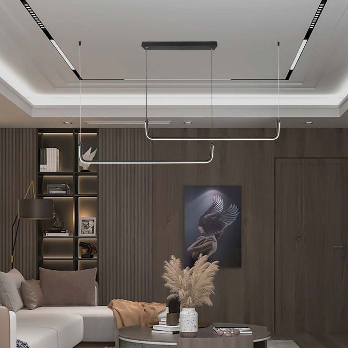 LED DESIGNER HANGING PENDANT LIGHT 24W DL 2500lm 360° 1525x140mm BLACK