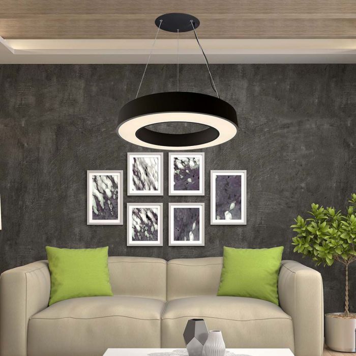 LED DESIGNER HANGING PENDANT LIGHT 50W DL 6100lm 360° 600x1000mm BLACK TRIAC DIMMABLE