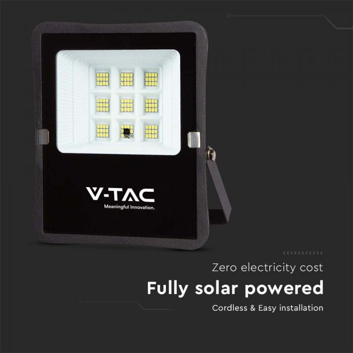LED SOLAR FLOOD LIGHT 6W CW 400lm 100° 175x210x50 (172x260 PANEL) IP65 BLACK