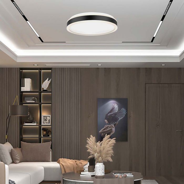 LED DESIGNER CEILING LIGHT 18W DL 1280lm  BLACK RD 350x62mm