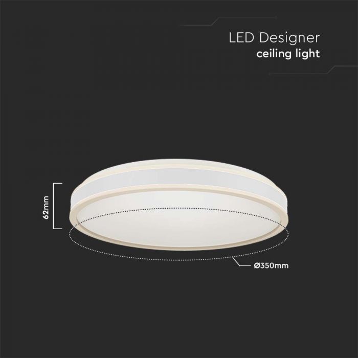 LED DESIGNER CEILING LIGHT 18W DL 1280lm  WHITE RD 350x62mm