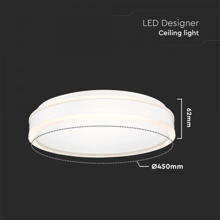 LED DESIGNER CEILING LIGHT 24W DL 2500lm WHITE RD  450x62mm