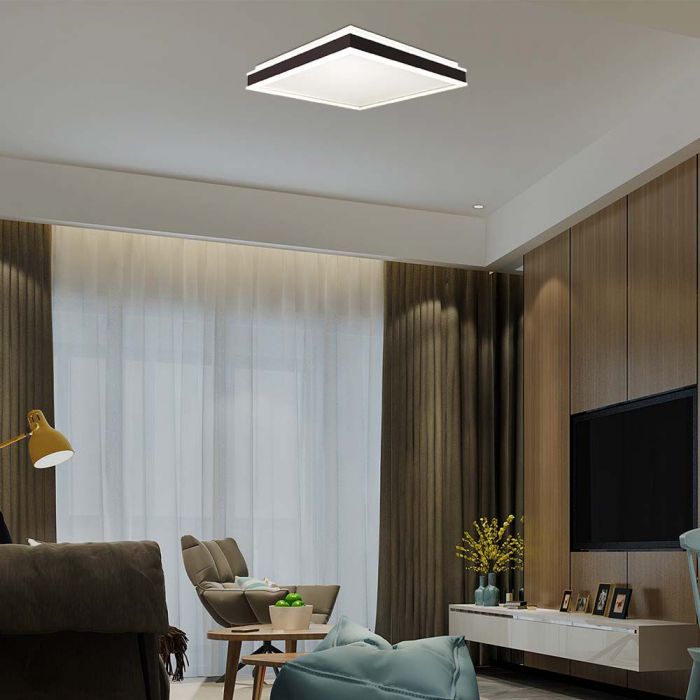 LED DESIGNER CEILING LIGHT 24W DL 2450lm  BLACK SQ  450x450x62mm
