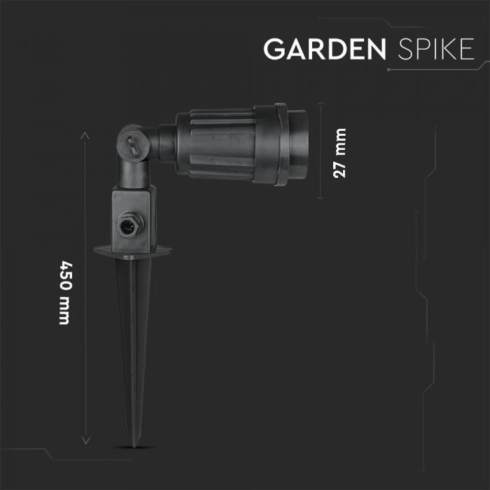LED GARDEN SPIKE SINGLE HEAD 470X85 BLACK