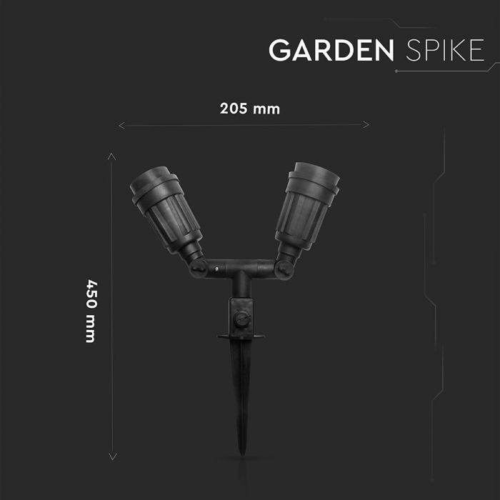 Garden Spike Light Body Double Head IP44 E27