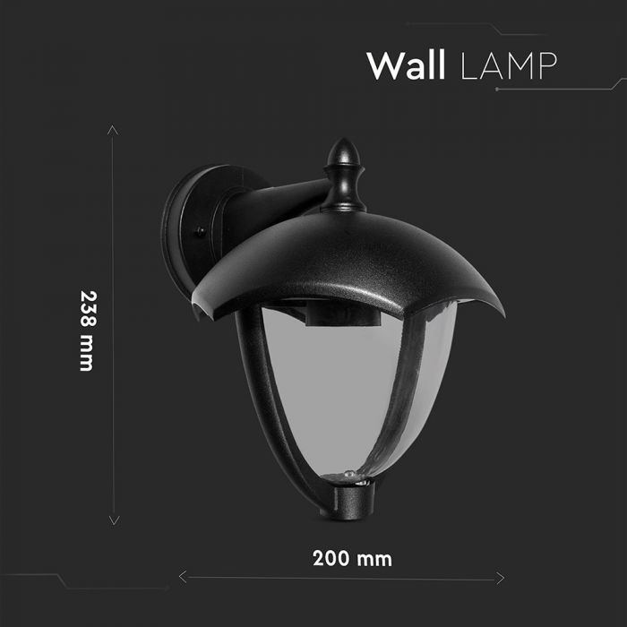 LED GARDEN WALL LIGHT E27 IP44 238X200 FACING DOWN