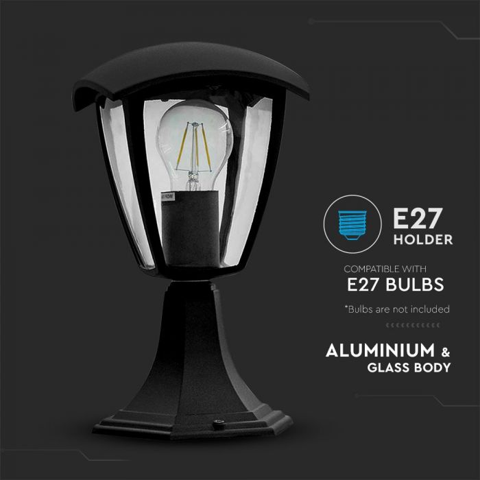 LED GARDEN E27 LAMP MAT BLACK CLEAR COVER 120° 17X17X29 IP44