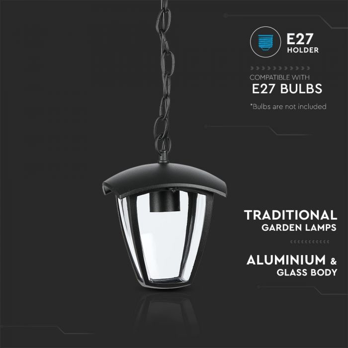LED CEILING E27 LAMP MAT BLACK CLEAR COVER 120° 17X17X72 IP44
