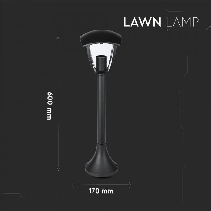 LED GARDEN E27 LAMP MAT BLACK CLEAR COVER 120° 17X17X60 IP44
