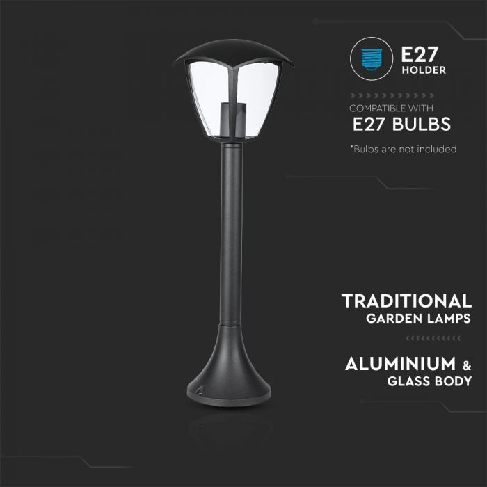 LED GARDEN E27 LAMP MAT BLACK CLEAR COVER 120° 17X17X60 IP44