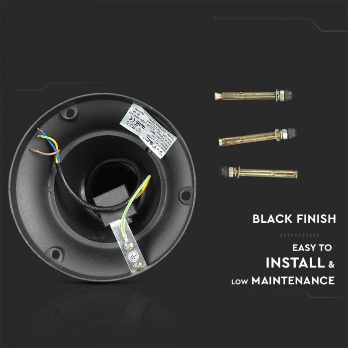 LED POLE 1XE27 LAMP MAT BLACK CLEAR COVER 120° 35X137 IP44