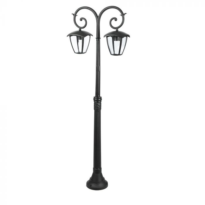 LED POLE 2XE27 LAMP MAT BLACK CLEAR COVER 120° 48X141 IP44
