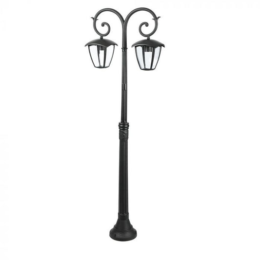 LED POLE 2XE27 LAMP MAT BLACK CLEAR COVER 120° 48X141 IP44