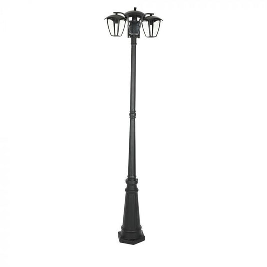 LED POLE 3XE27 LAMP MAT BLACK CLEAR COVER 120° 50X199 IP44
