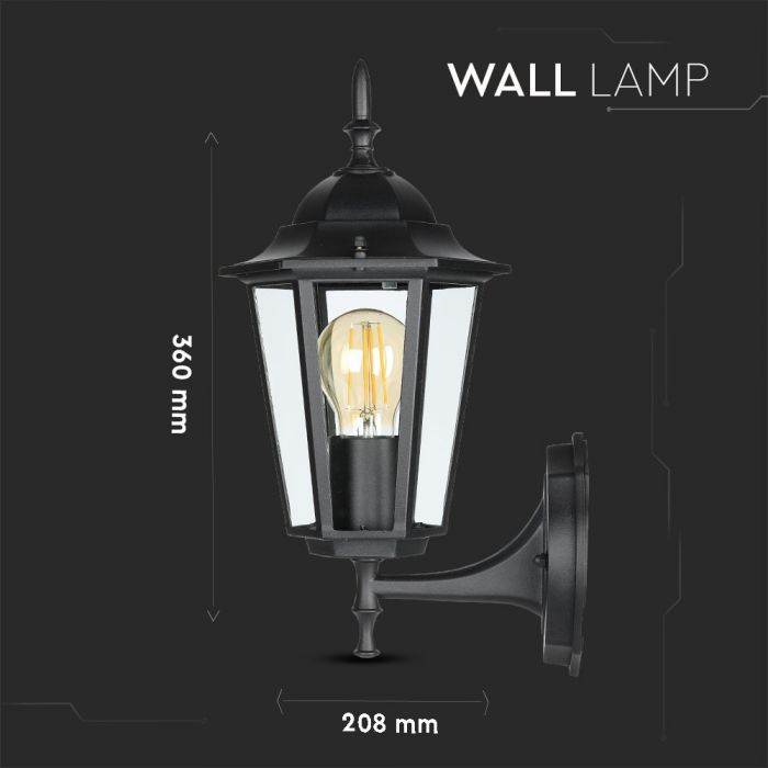 LED GARDEN WALL LIGHT E27 IP44 360X208 FACING UP