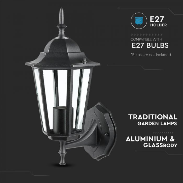 LED GARDEN WALL LIGHT E27 IP44 360X208 FACING UP