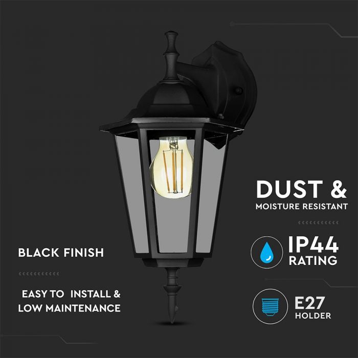 LED GARDEN WALL LIGHT E27 IP44 360X208 FACING DOWN