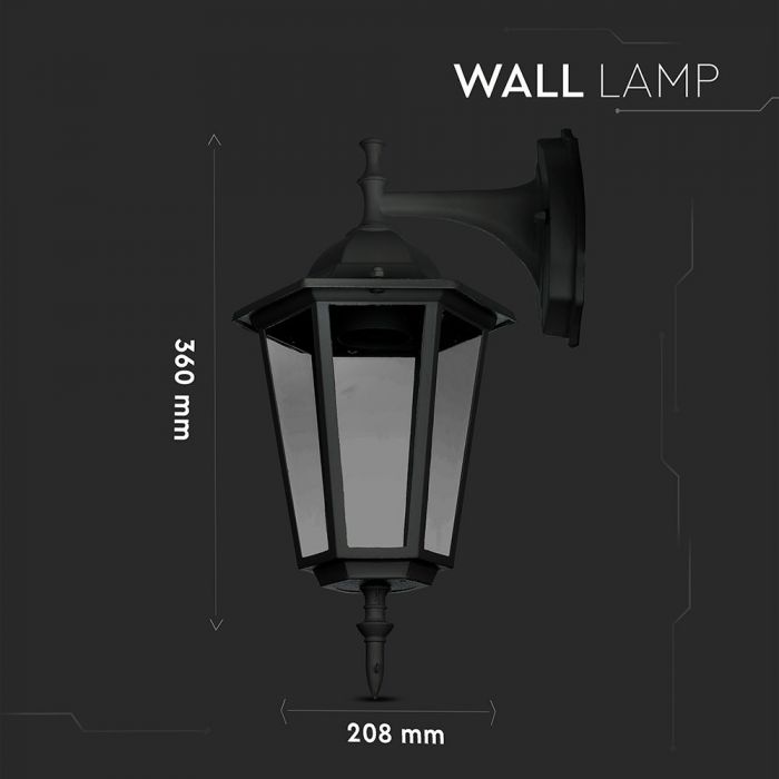 LED GARDEN WALL LIGHT E27 IP44 360X208 FACING DOWN