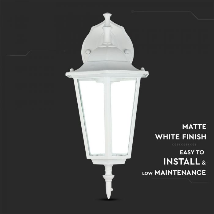 LED GARDEN WALL LIGHT E27 IP44 208x360 FACING DOWN WHITE
