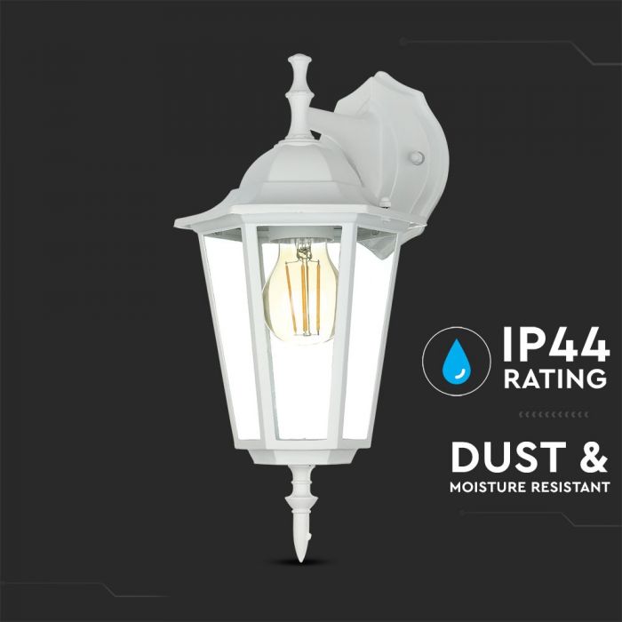 LED GARDEN WALL LIGHT E27 IP44 208x360 FACING DOWN WHITE