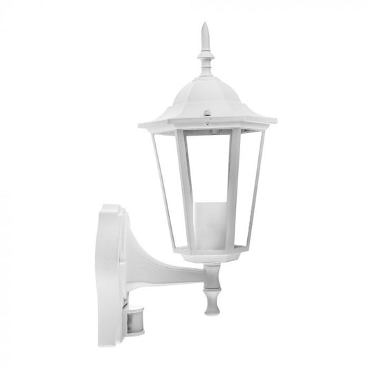 LED GARDEN WALL LIGHT WITH SENSOR E27 IP44 375X215 FACING UP WHITE