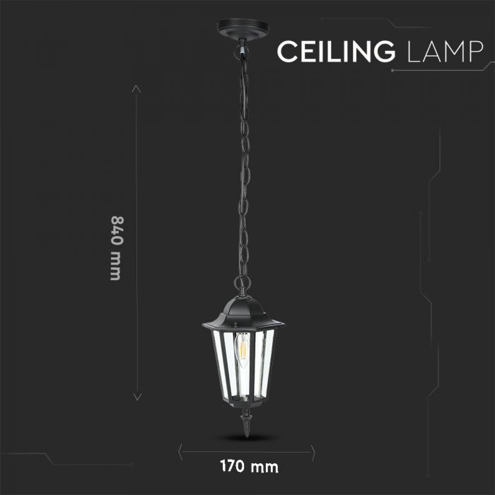 LED CEILING E27 LAMP Aluminium Mat Black 17X17X84 IP44