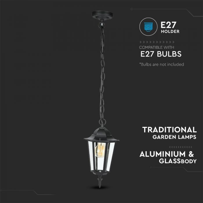 LED CEILING E27 LAMP Aluminium Mat Black 17X17X84 IP44