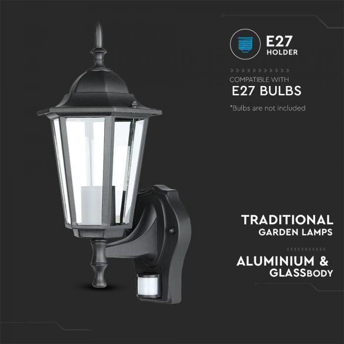 LED GARDEN E27 LAMP ALUMINIUM MAT BLACK 17X17X43 IP44