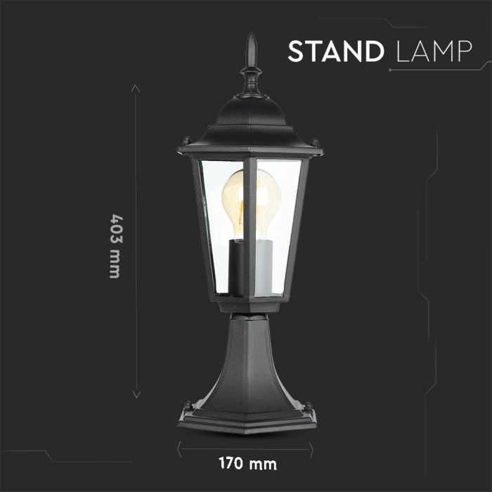 LED GARDEN E27 LAMP ALUMINIUM MAT BLACK 17X17X43 IP44
