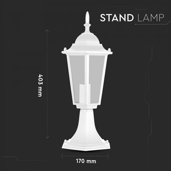 LED GARDEN E27 LAMP ALUMINIUM MAT WHITE 17X17X40.3 IP44