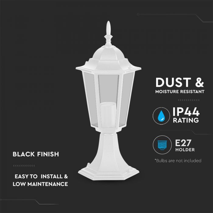 LED GARDEN E27 LAMP ALUMINIUM MAT WHITE 17X17X40.3 IP44