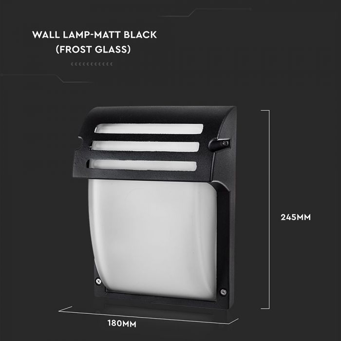LED GARDEN WALL LIGHT ALUM.+GLASS E27 IP44 245X180X93 BLACK