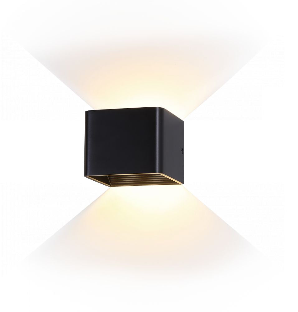 LED WALL LIGHT ALUMINIUM 5W DL 560lm 120° 100X100X80 BLACK