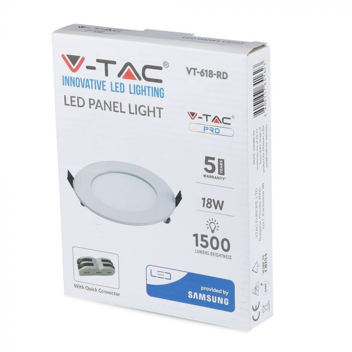 LED PREMIUM ROUND DOWNLIGHT 18W 1500lm CW 120° 225X12 (205) SAMSUNG CHIP