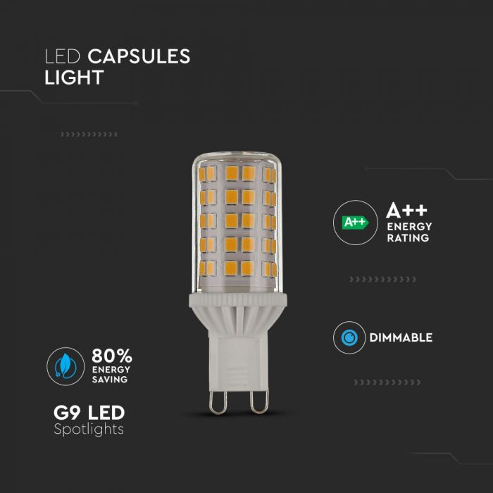 LED G9 LAMP 5W CW 500lm 300° 22X60 IP44 DIMMABLE A++
