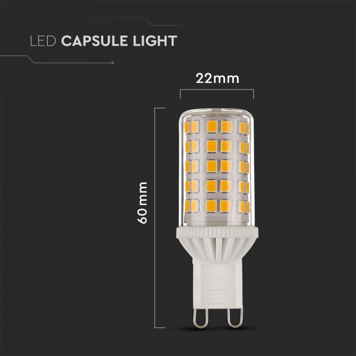LED G9 LAMP 5W DL 500lm 300° 22X60 IP44 DIMMABLE A++