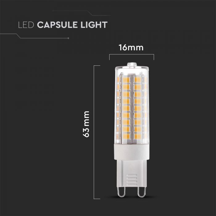 LED G9 LAMP 5W CW 550lm 300° 16X63 IP44 A++