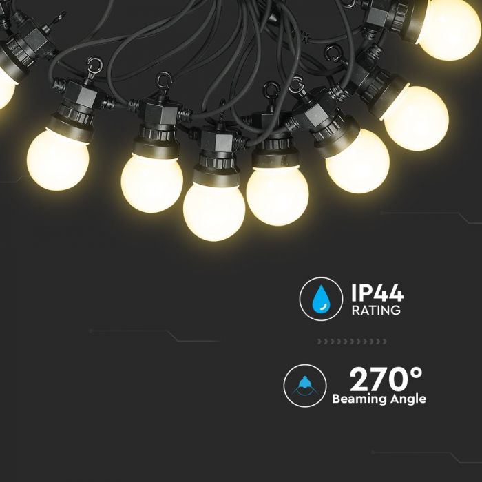 LED STRING LIGHT 5M WITH EURO PLUG + 10 x0.5W CW 300lm LAMPS
