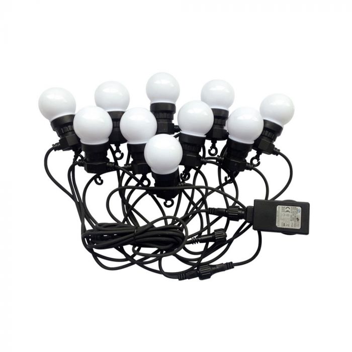 LED String Light 5m. 10 x 0.5W EU Bulbs 6000K