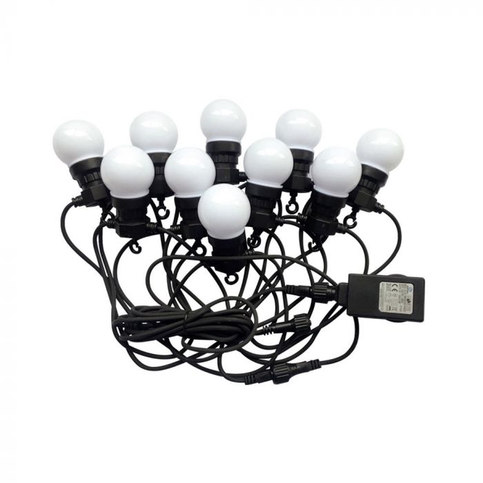 LED STRING LIGHT 5M WITH EURO PLUG + 10 x0.5W CW 300lm LAMPS