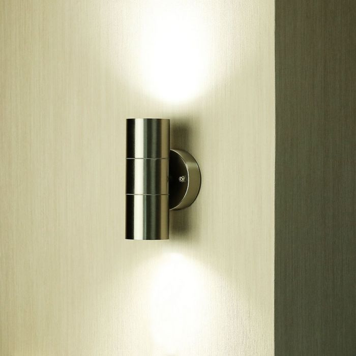 LED WALL FITTING STAINLESS STEEL GU10 2WAY 93X85X163 IP44