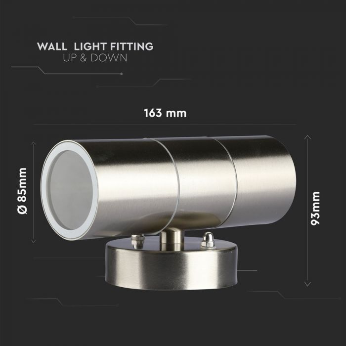 LED WALL FITTING STAINLESS STEEL GU10 2WAY 93X85X163 IP44