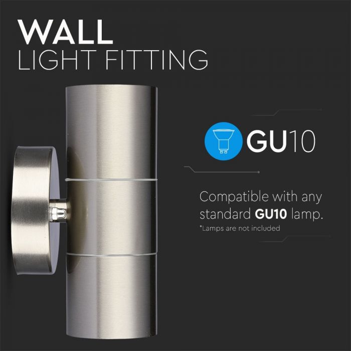 LED WALL FITTING STAINLESS STEEL GU10 2WAY 93X85X163 IP44