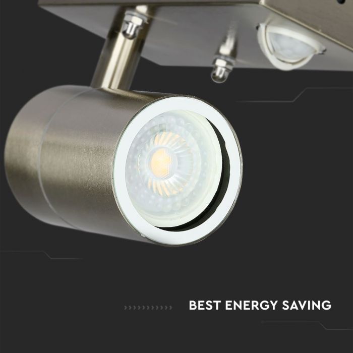 LED WALL FITTING STAINLESS STEEL GU10 1WAY 110X67X163 IP44 WITH SENSOR
