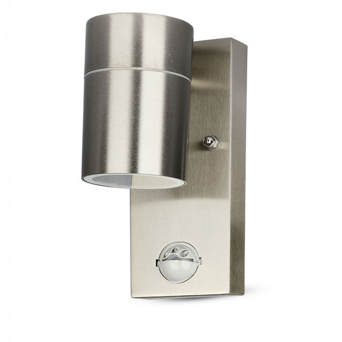 LED WALL FITTING STAINLESS STEEL GU10 1WAY 110X67X163 IP44 WITH SENSOR