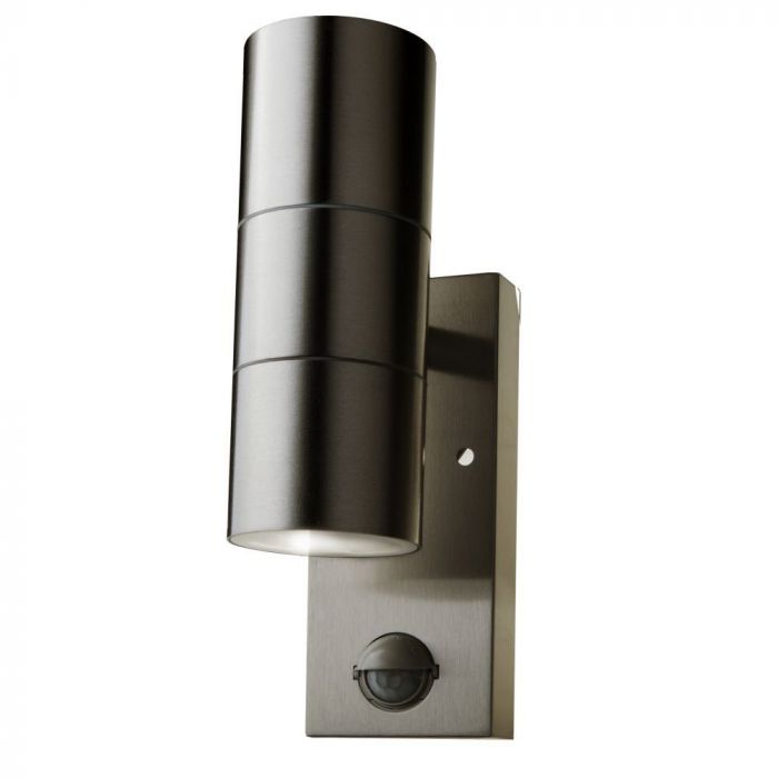 LED WALL FITTING STAINLESS STEEL GU10 2WAY 110X67X220 IP44 WITH SENSOR