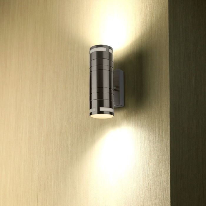LED WALL GLASS FITTING STAINLESS STEEL GU10 2WAY 110X60X178 IP44