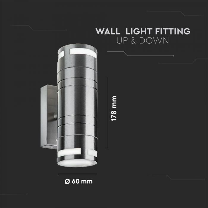 LED WALL GLASS FITTING STAINLESS STEEL GU10 2WAY 110X60X178 IP44