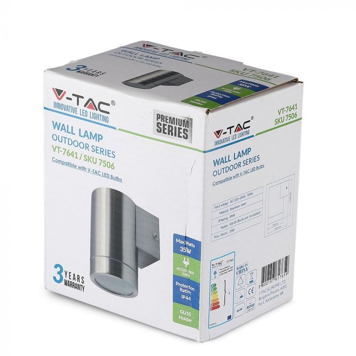 LED WALL SLEEK FITTING STAINLESS STEEL GU10 1WAY 105X76X118 IP44